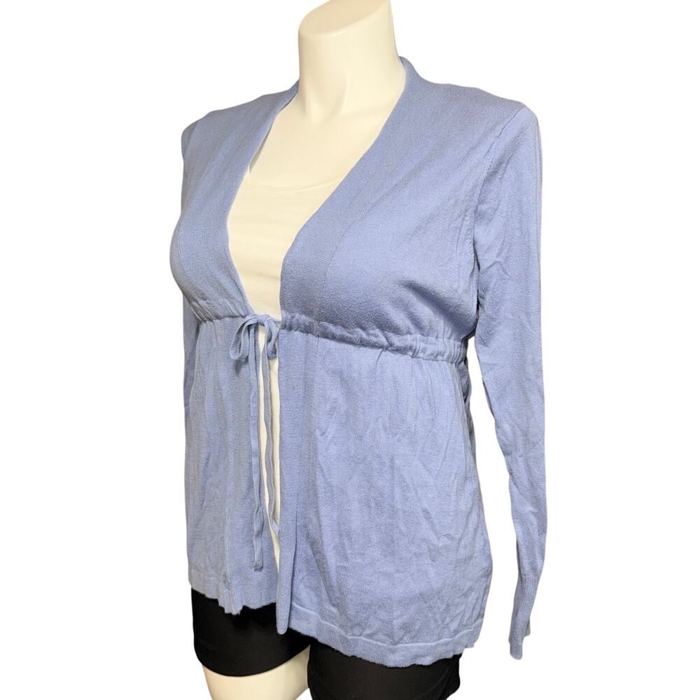 Y2K Old Navy Womens Knit Cardigan Sweater Empire Waist Tie Closure Blue Large